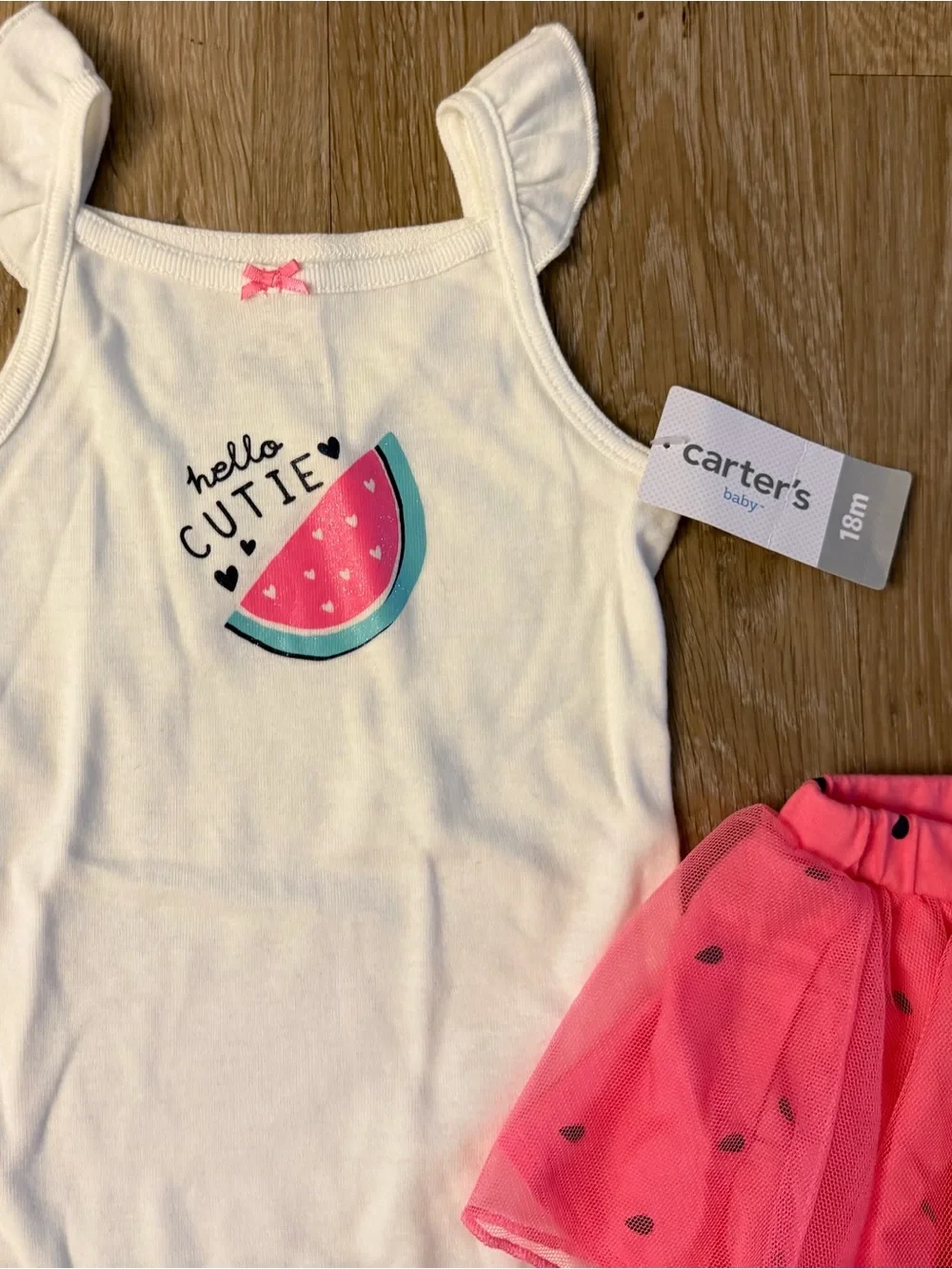 Carter's Watermelon Girl's Size 18 Months Pink Tutu Skirted Leggings Set